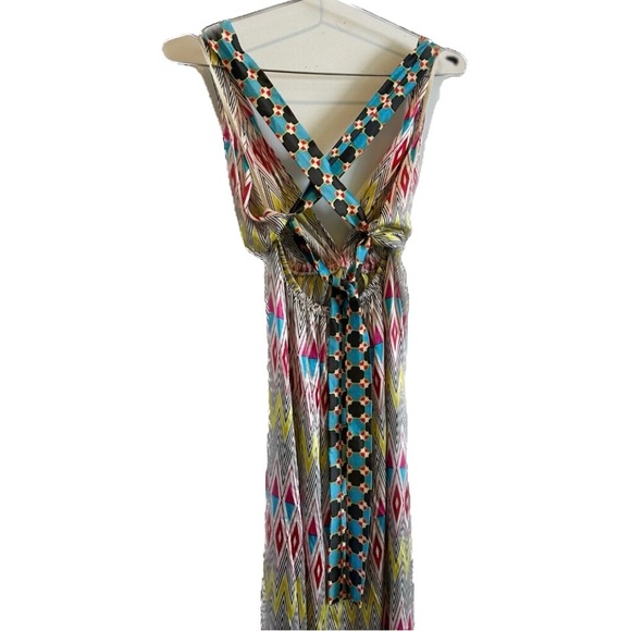 Common Thread silky satin, vintage print maxi sundress, like new, medium - Picture 8 of 10